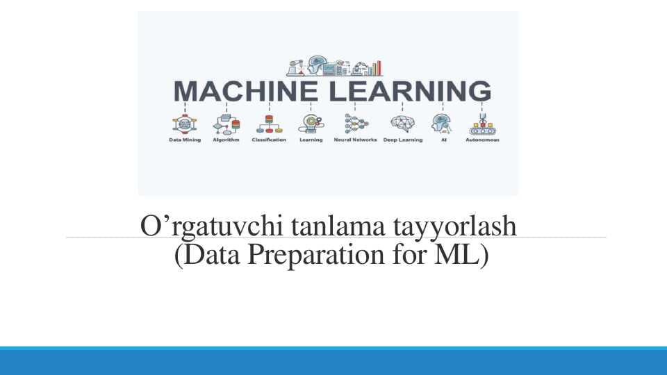 O’rgatuvchi tanlama tayyorlash (Data Preparation for ML)