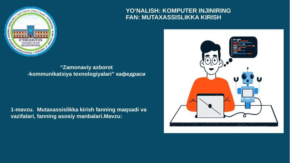 Mutaxassislikka kirish fanning maqsad va vazifalari