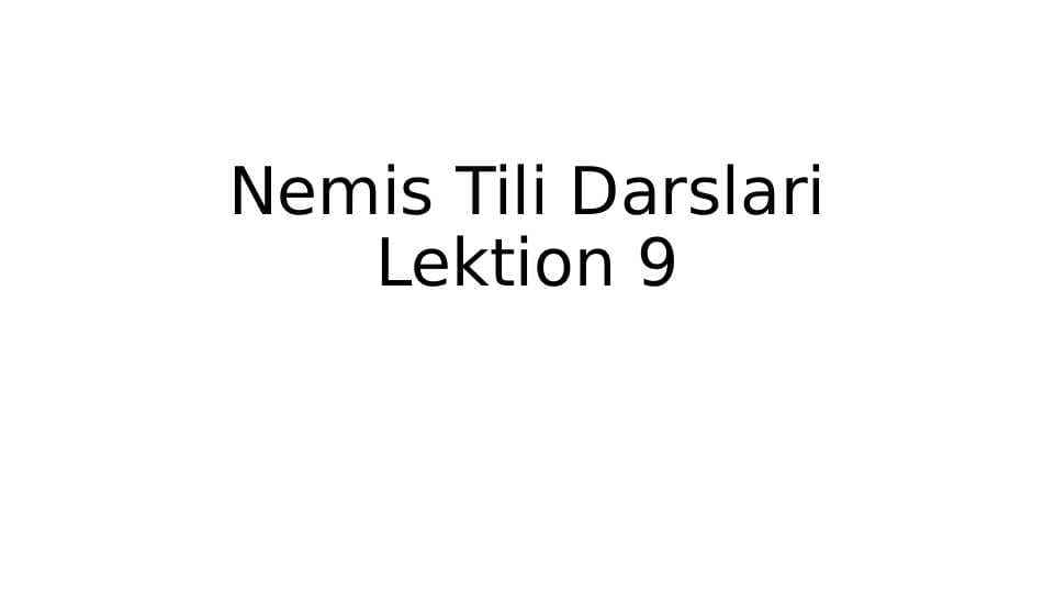 nemis tili 9-dars