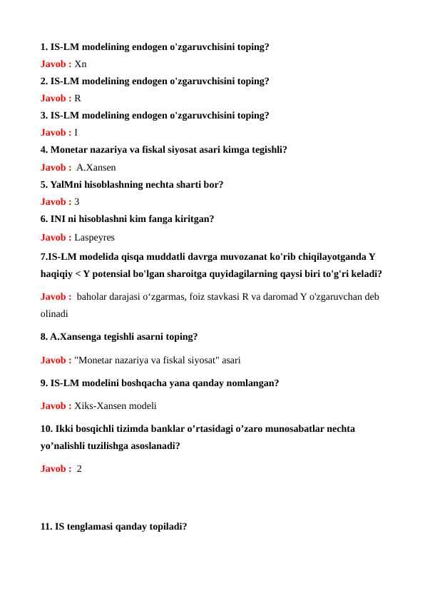 Makroiqtisodiyot test 340 ta baza