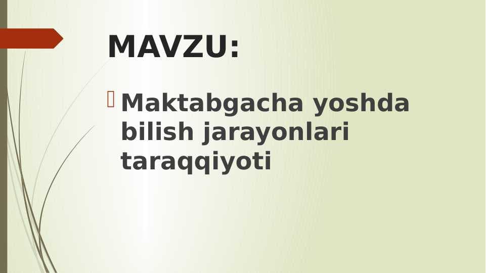 Maktabgacha yoshda bilish jarayonlari taraqqiyoti
