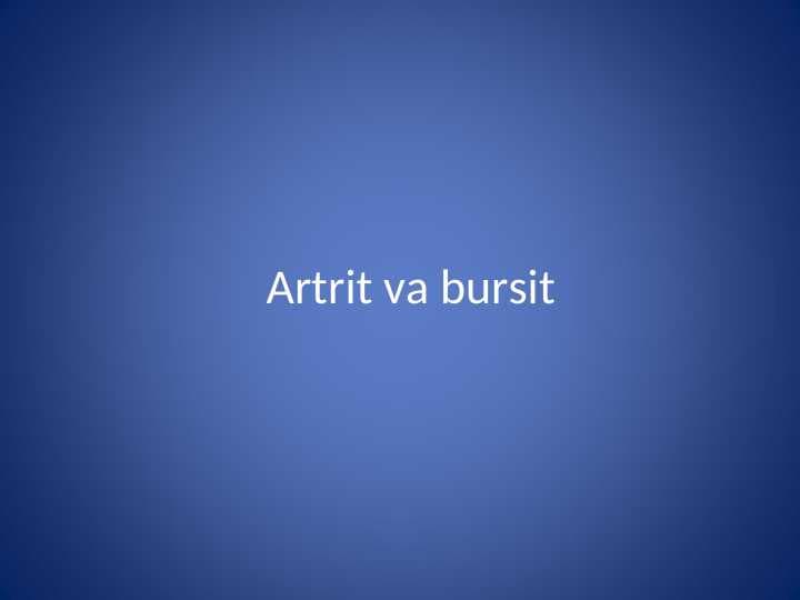 Artrit va bursit