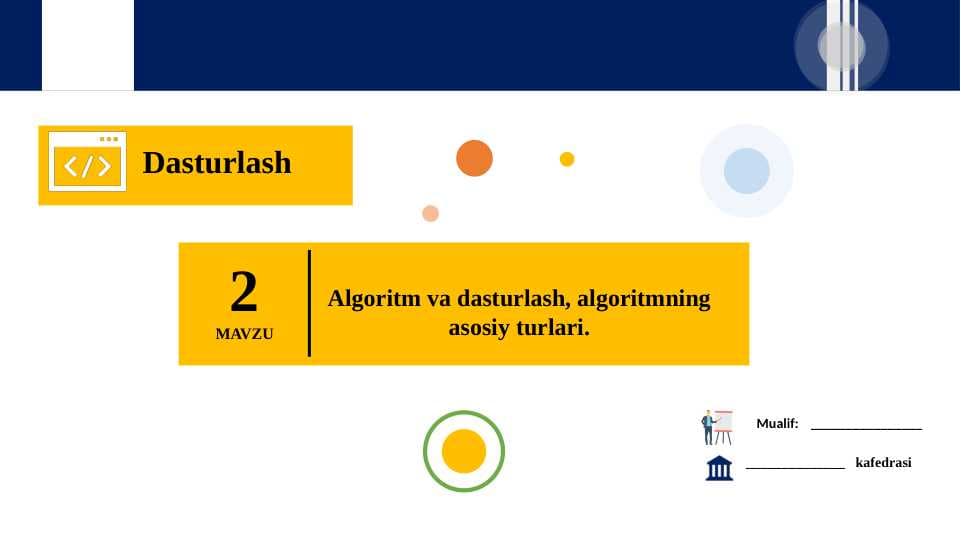 Algoritm va dasturlash, algoritmning asosiy turlari.