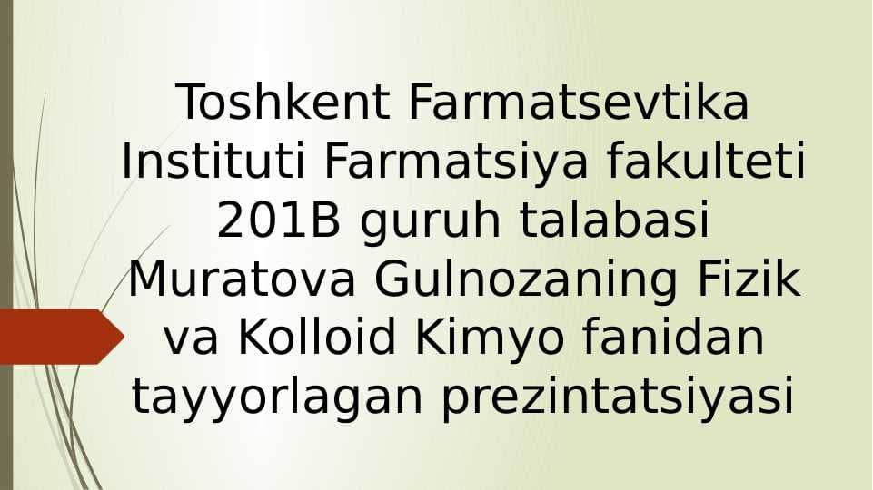 Fizik va Kolloid Kimyo