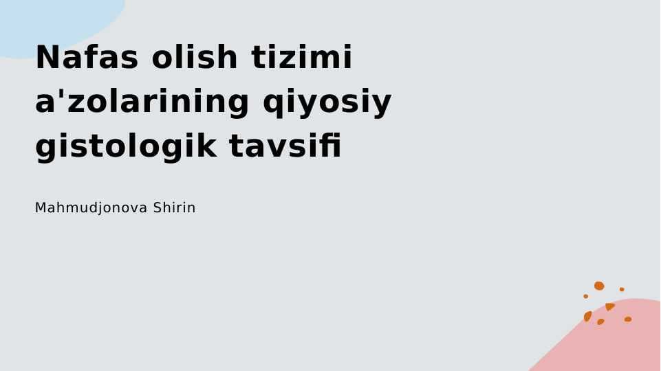 Nafas olish tizimi a'zolarining qiyosiy gistologik tavsifi