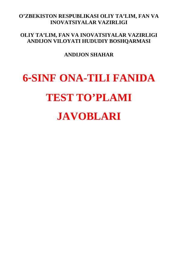 6-sinf ona-tili test