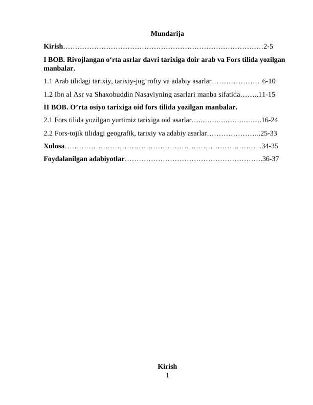 O'rta osiyo tarixiga oid arab-fors tilida yozilgan manbalar