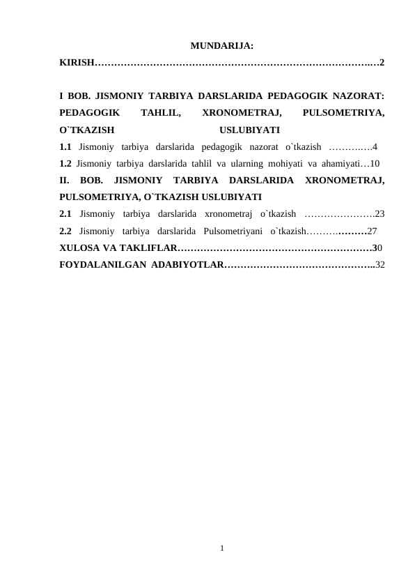 Jismoniy tarbiya darslarida pedagogik nazorat olib borish