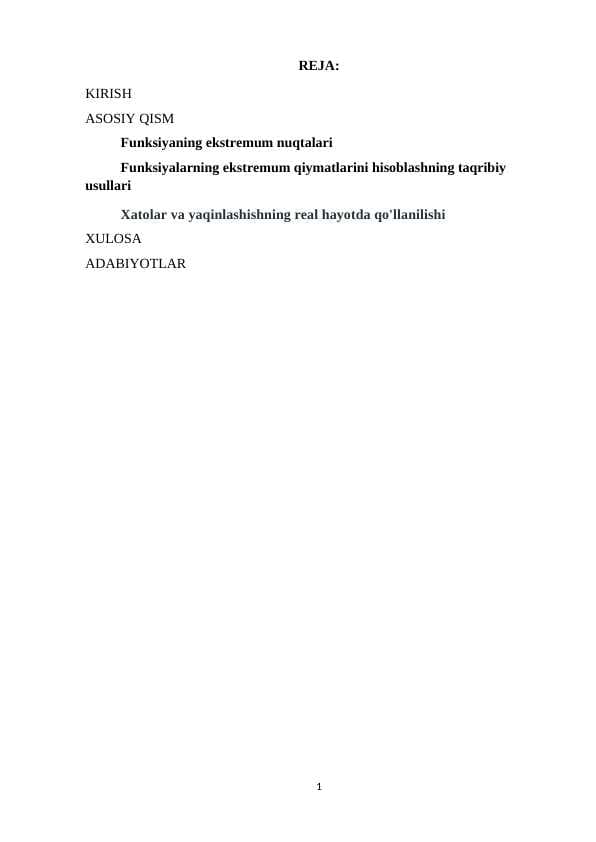 Funksiyaning ekstremum nuqtalari