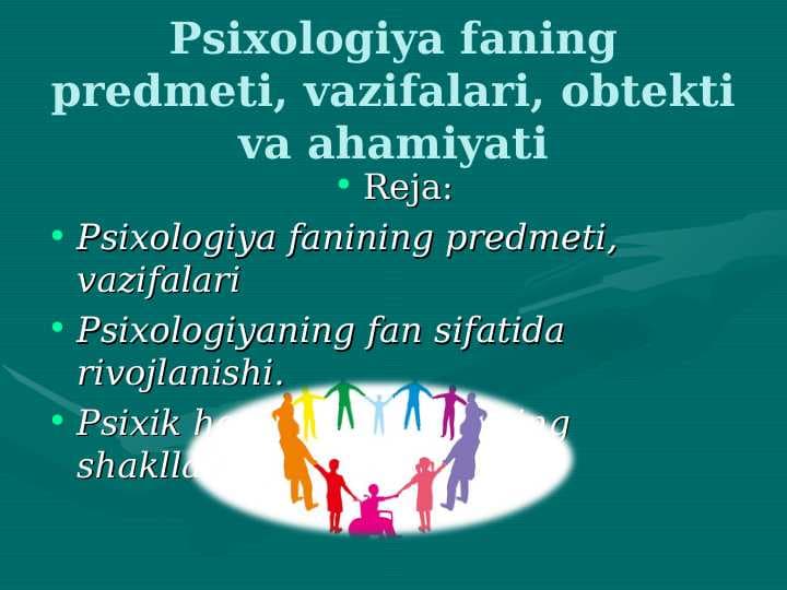 Psixologiya fanining maqsad vazifalari byekti, predmeti.