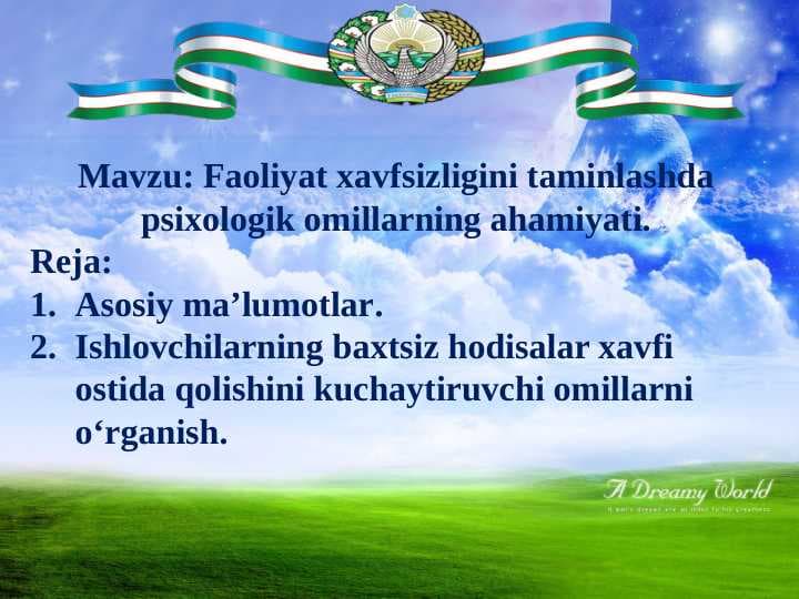 Faoliyat xavfsizligini taminlashda psixologik omillarning ahamiyati