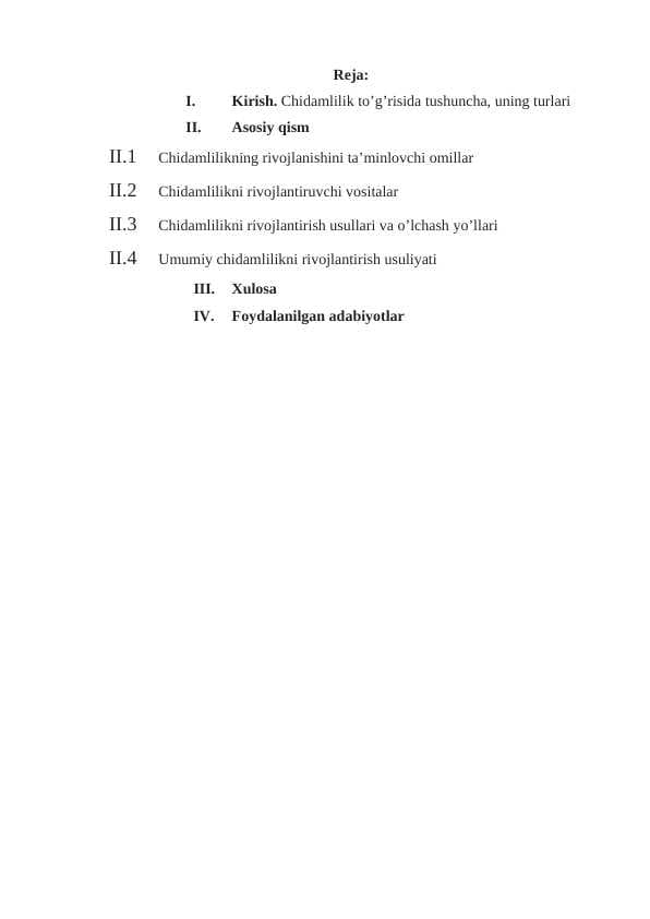 chidamlilikni tarbiyalash kurs ishi