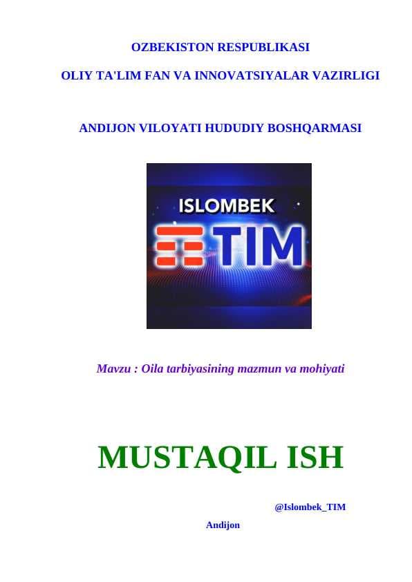 Oila tarbiyasining mazmun va mohiyati