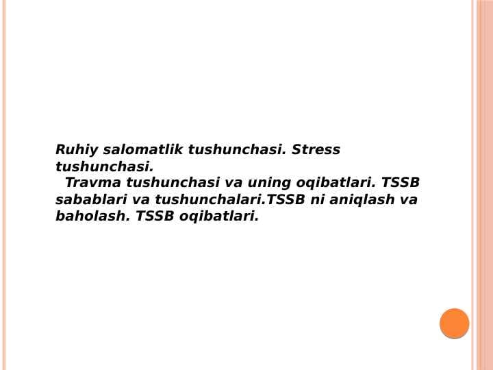 Ruhiy salomatlik tushunchasi stress tushunchasi