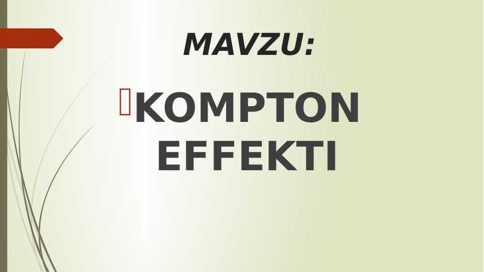 KOMPTON EFFEKTI