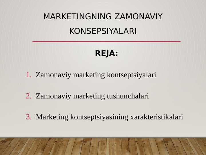 marketingning zamonaviy konsepsiyalari