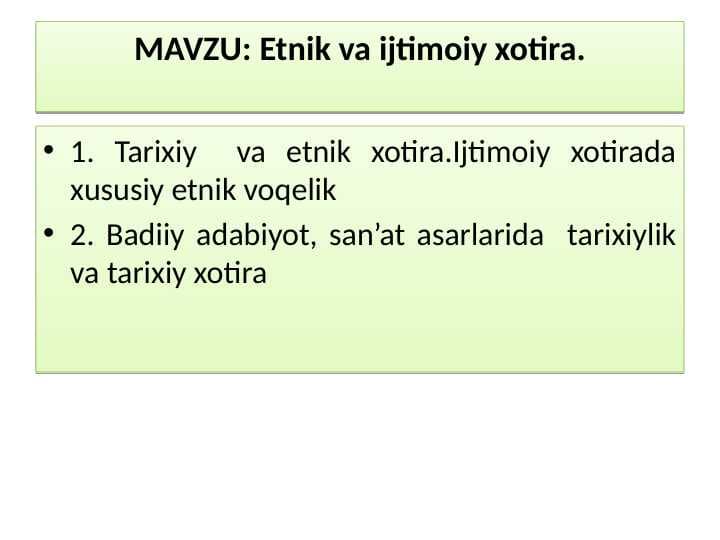 Etnik va ijtimoiy xotira