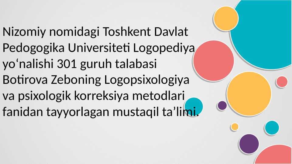 Katta yoshdagi nutqida kamchiligi boʻlgan shaxslarning ruhiy jarayonlari xususiyatlari.