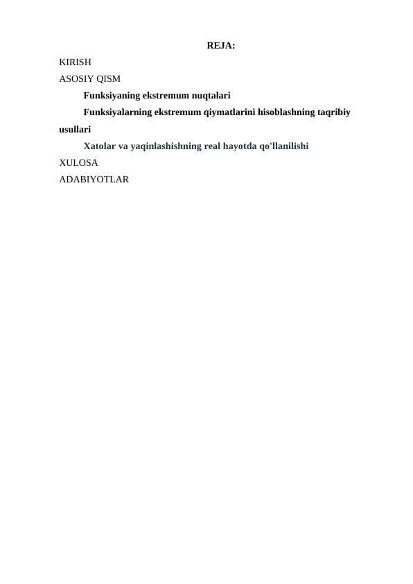 Funksiyaning ekstremum nuqtalari