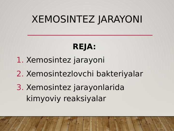 Xemosintez jarayoni