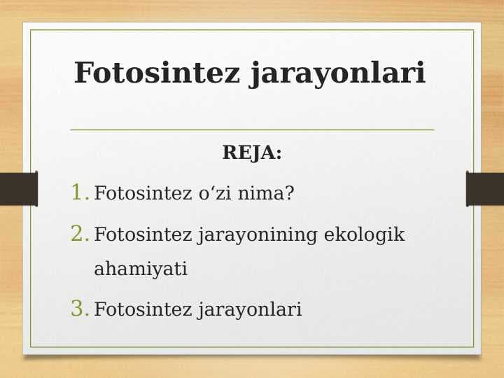 Fotosintez jarayonlari
