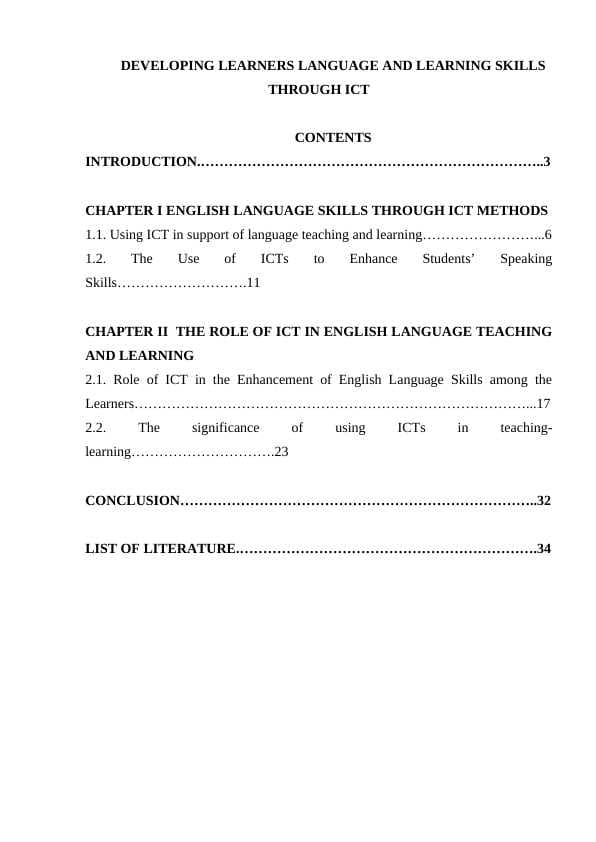 DEVELOPING LEARNERS LANGUAGE AND LEARNING SKILLS THROUGH ICT