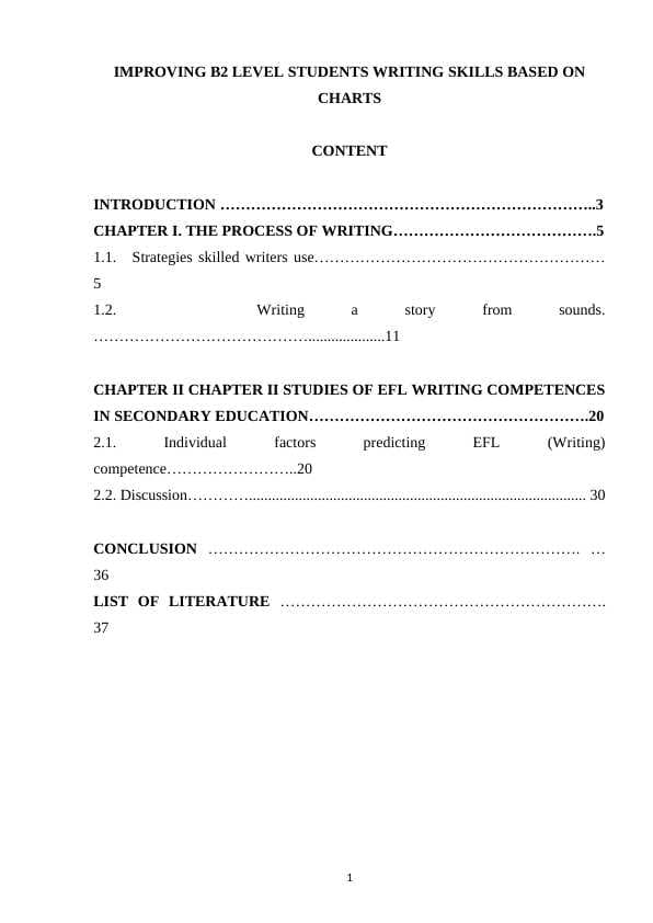 IMPROVING B2 LEVEL STUDENTS WRITING SKILLS BASED ON CHARTS
