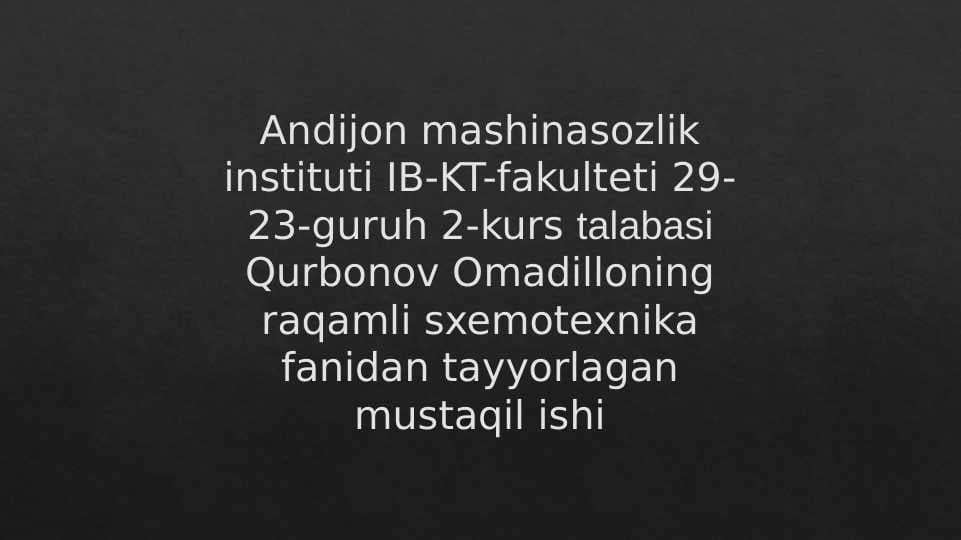 Raqamli integral sxemalarning asosiy parametrlari