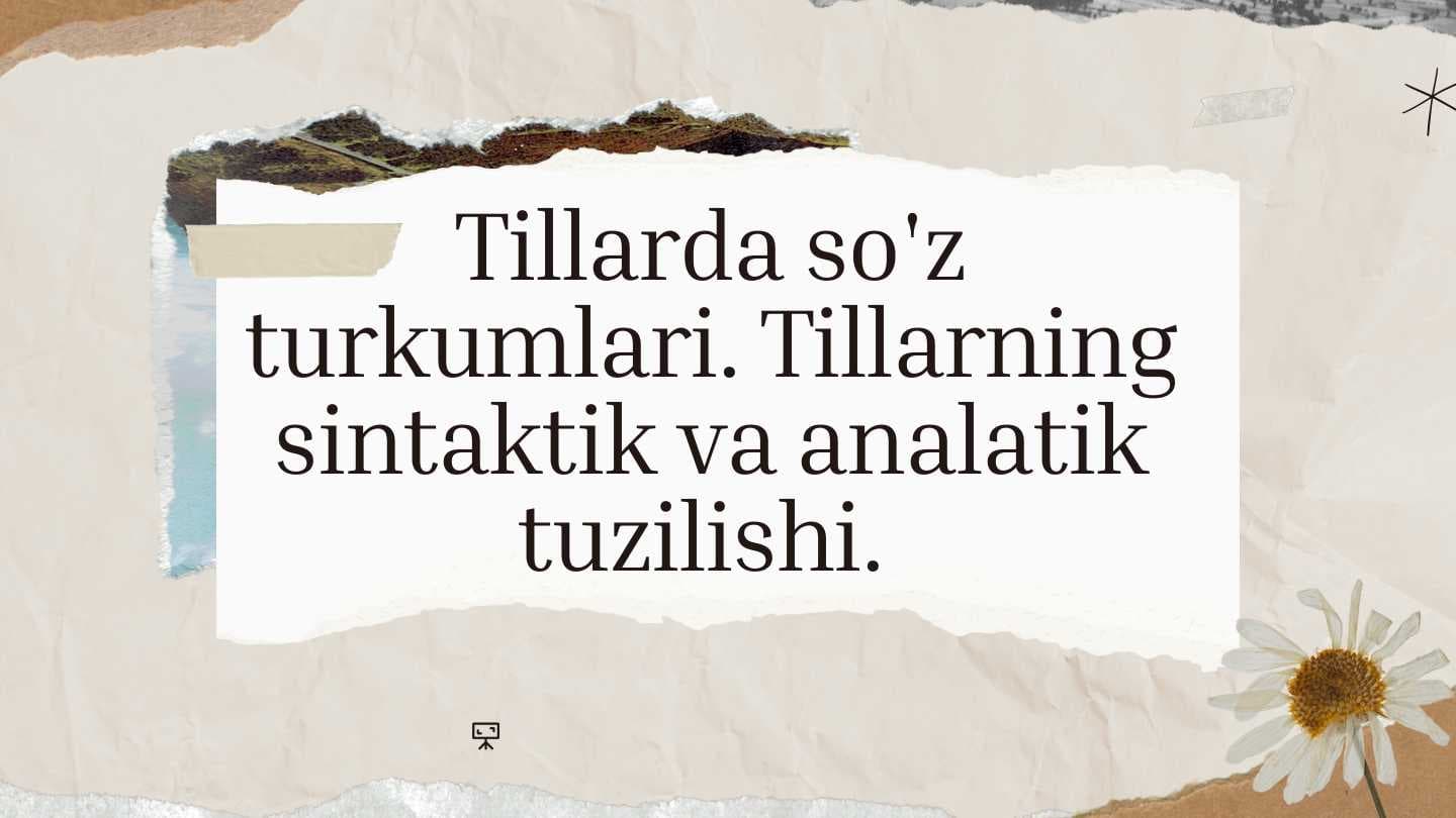 Tillarda so'z turkumlari. Tillarning sintaktik va analatik tuzilishi
