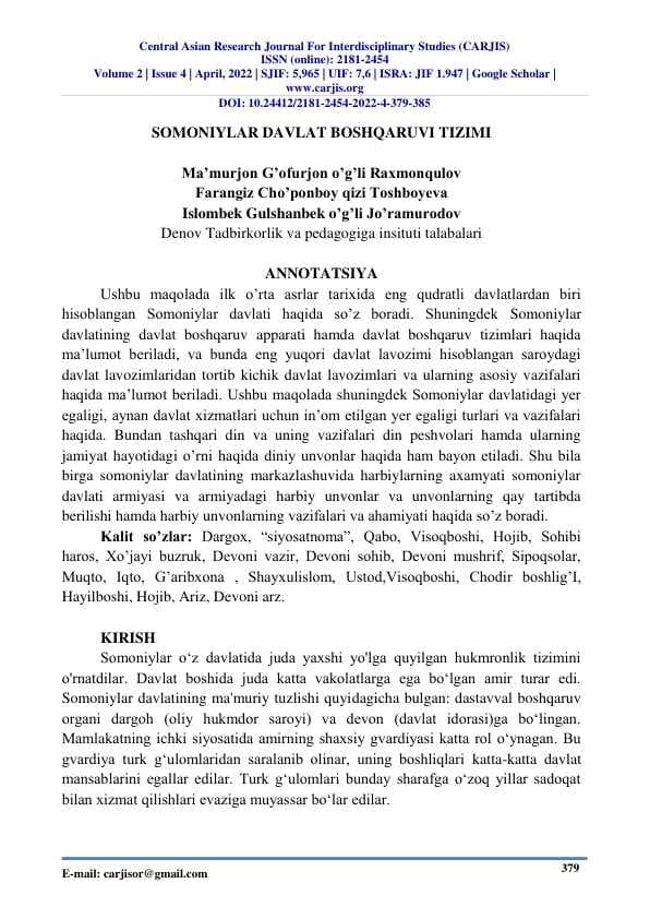 SOMONIYLAR DAVLAT BOSHQARUVI TIZIMI 24