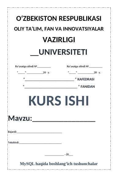 MySQL haqida boshlang’ich tushunchalar