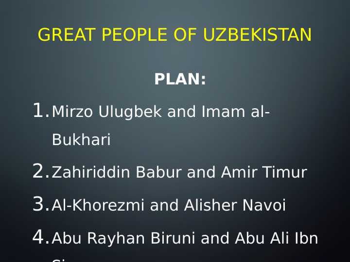GREAT PEOPLE OF UZBEKISTAN