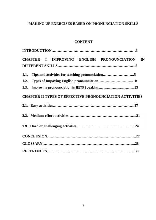 MAKING UP EXERCISES BASED ON PRONUNCIATION SKILLS course paper
