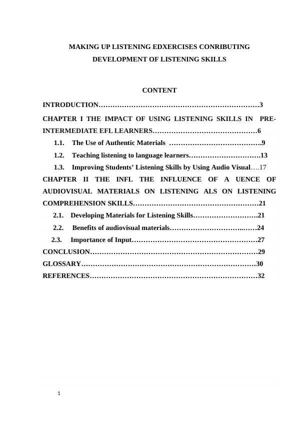 MAKING UP LISTENING EDXERCISES CONRIBUTING course paper