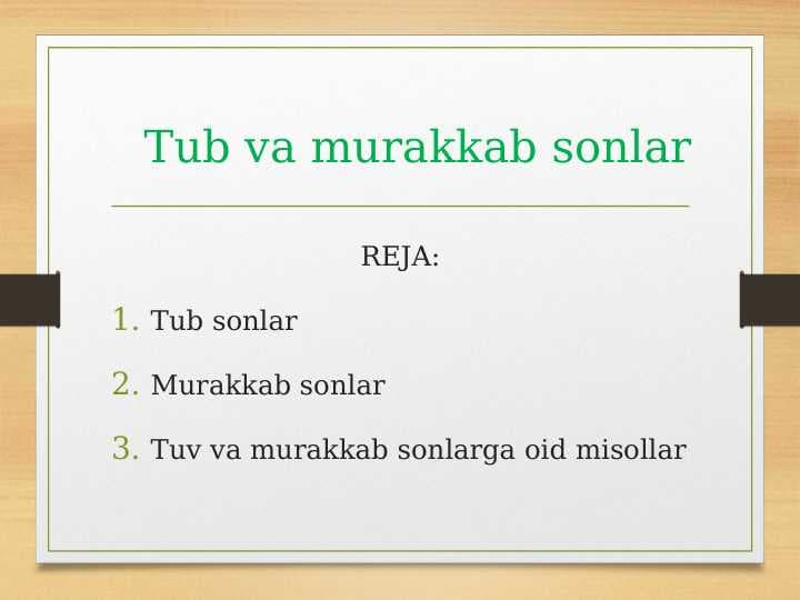 Tub va murakkab sonlar