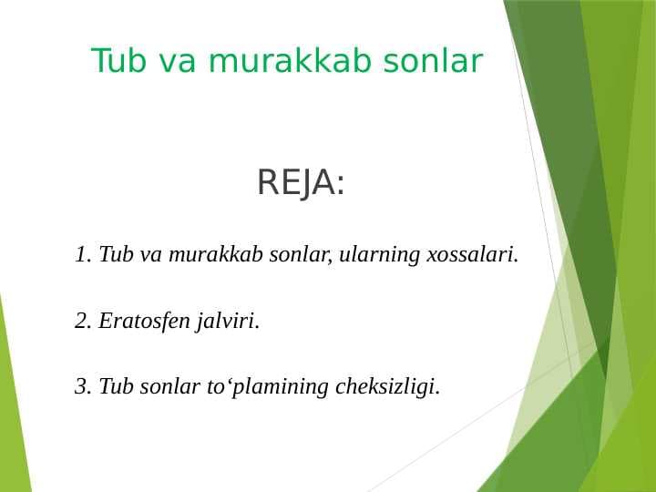 Tub va murakkab sonlar