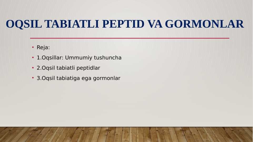 Oqsil tabiatli peptid va gormonlar