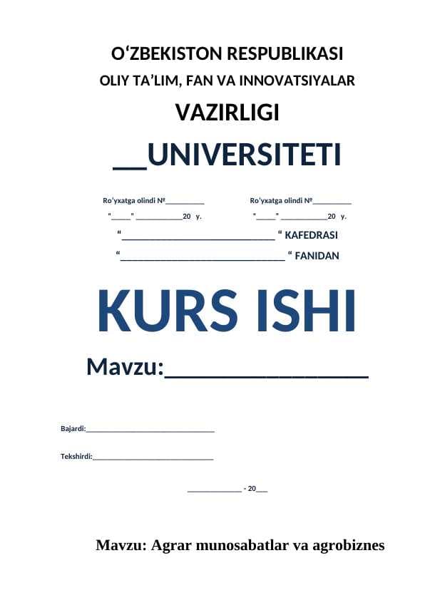 Agrar munosabatlar va agrobiznes