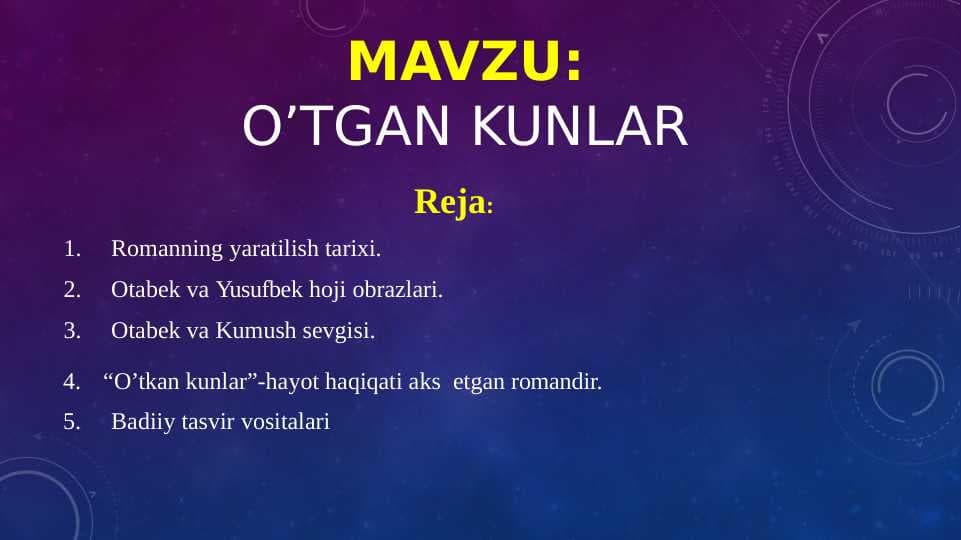 O’TGAN KUNLAR