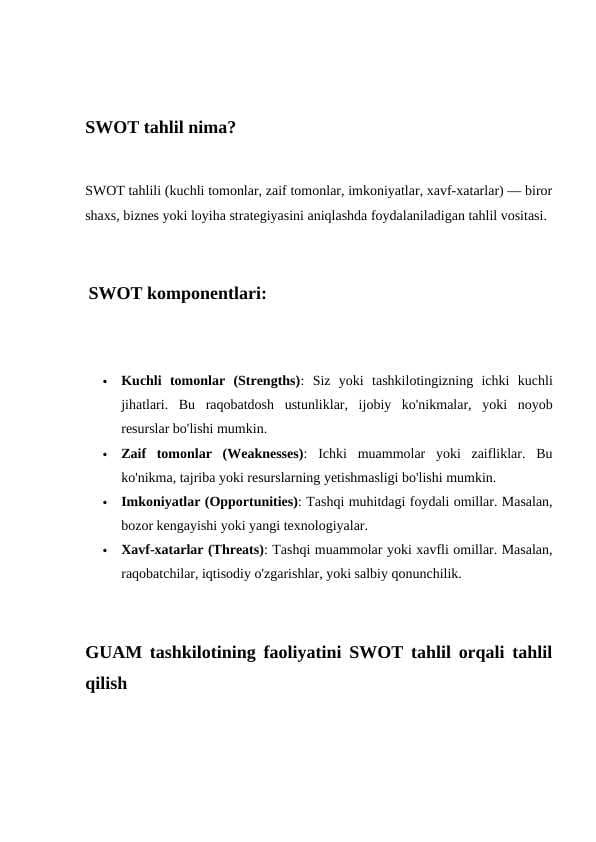 SWOT tahlil