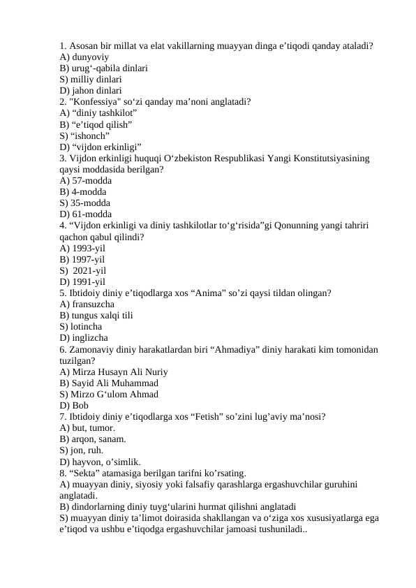 dinshunoslik test