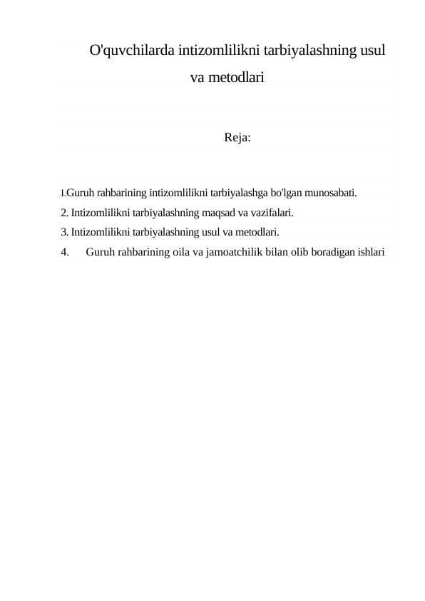 O'quvchilarda intizomlilikni tarbiyalashning usul va metodlari  24