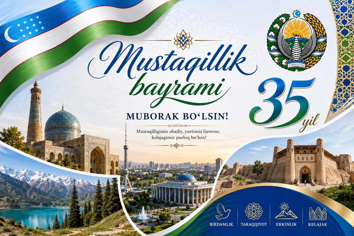 Mustaqillik Bayrami — 35 Yillik Muborak Tabriknoma Dizayni