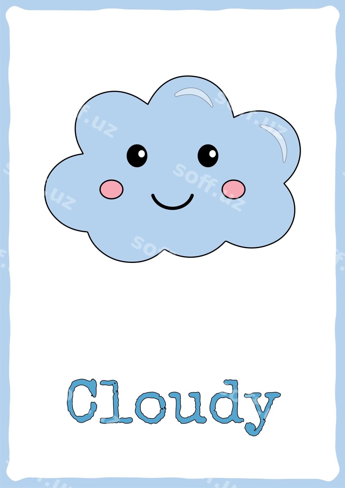 Flashkarta bolalar chiroyli ob-havo hodisasi bilan | Flashcard kids with cute weather event