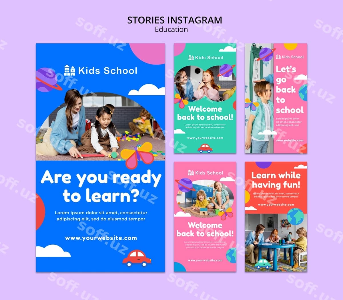 Tekis dizayn ta'lim shabloni | Flat design education template