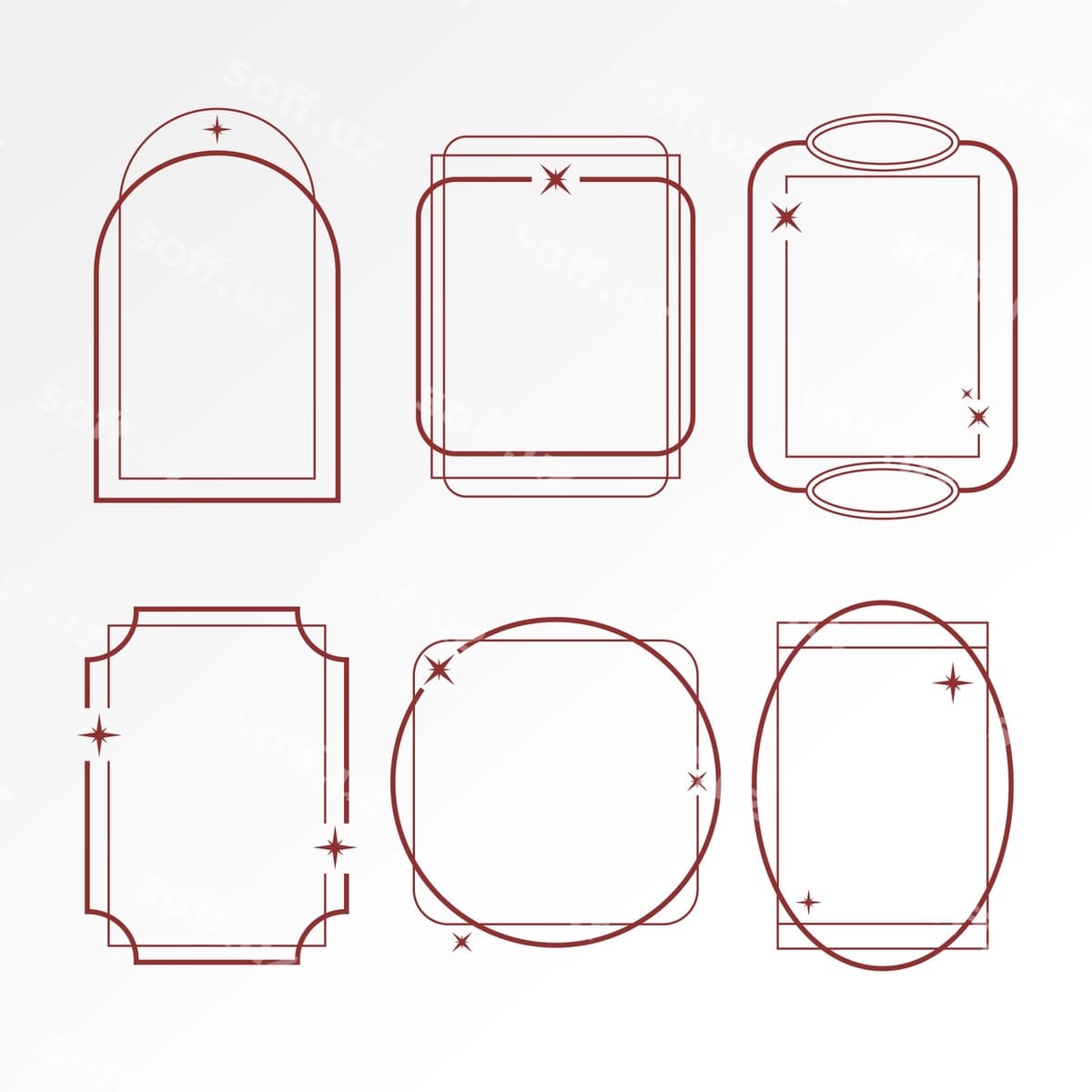 Yassi dizayndagi minimalist chiziqli ramka to'plami | Flat design minimalist linear frame set