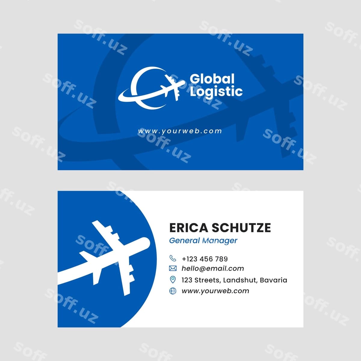 Tekis dizayn transport biznes karta | Flat design transport business card