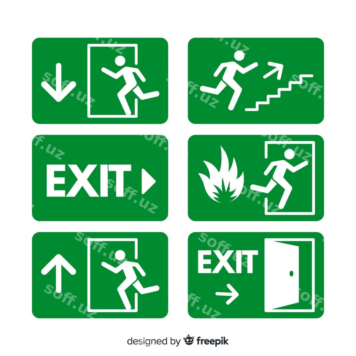 Kvartira chiqish belgisi to'plami | Flat exit sign collection