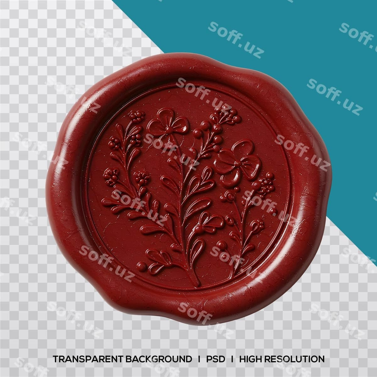 Gulli botanik dizaynli mum himi | Floral wax seal with botanical design