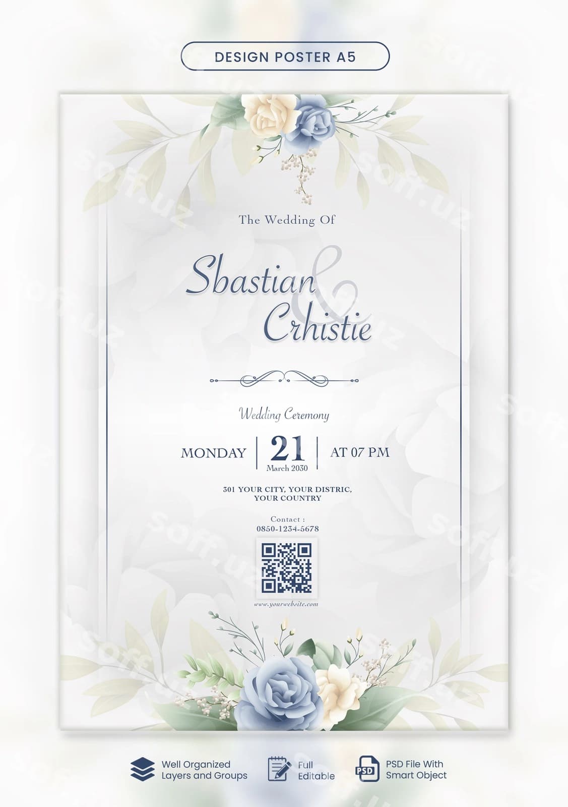 Gulli turmali taklifnoma dizayni | Floral wedding invitation design